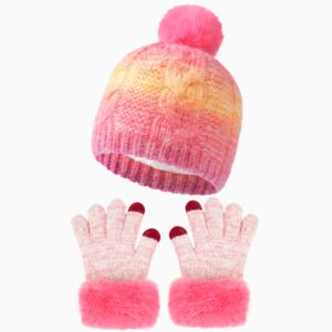 Kids' Polyester Winter Hat - Glove Set