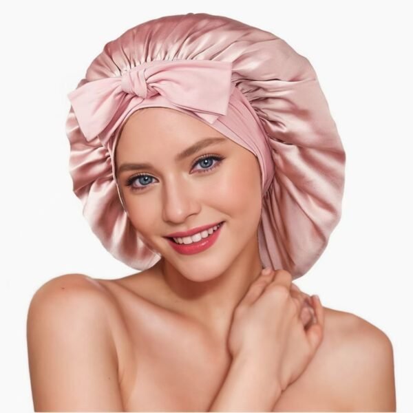 Stretch Ribbon Bowknot Silk Round Cap - Image 6