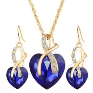 Heart-Shaped Austrian Crystal Earrings Set