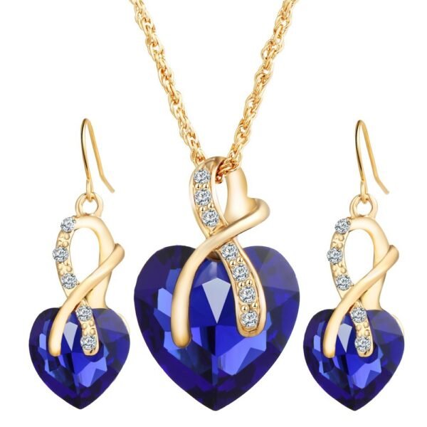 Heart-Shaped Austrian Crystal Earrings Set