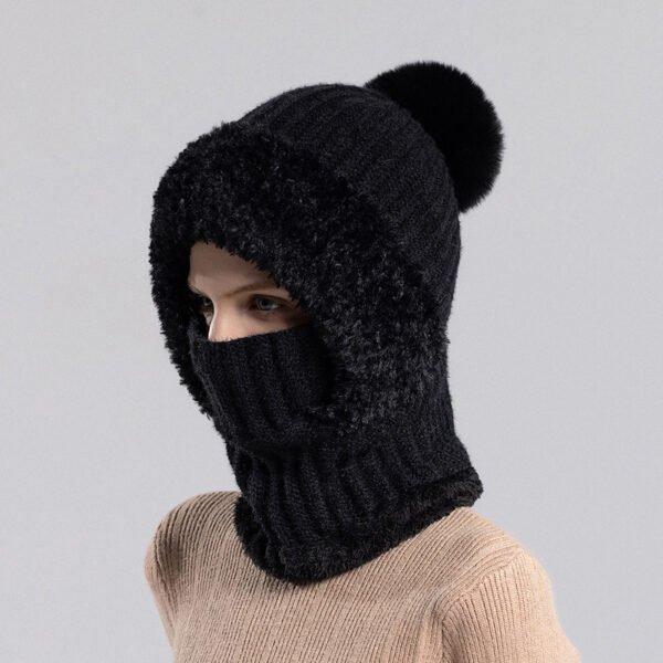 Winter Knitted Hat Scarf Mask One - piece - Image 6
