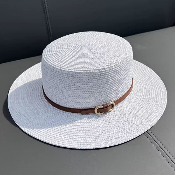 Flat Straw Hat - Summer Seaside UV Protection - Image 6