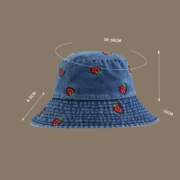Embroidered Strawberry Bucket Hat - Image 4