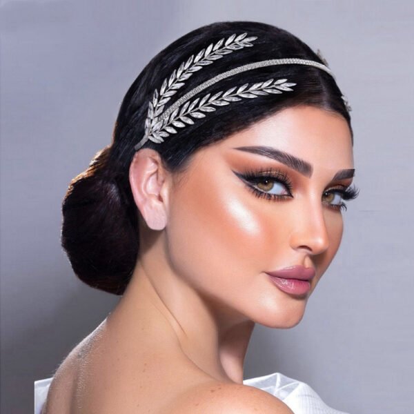 Silver Rhinestone Leaf - Shaped Hair Band - Image 7