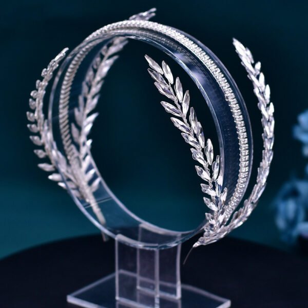 Silver Rhinestone Leaf - Shaped Hair Band - Image 5