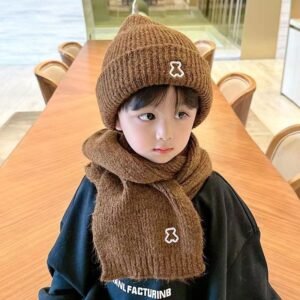 Kids' Polyester Knitted Hat & Scarf Set