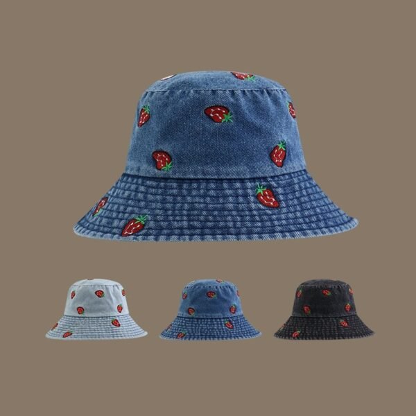 Embroidered Strawberry Bucket Hat - Image 5