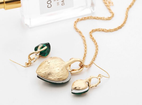 Heart-Shaped Crystal Earrings & Necklace Set - Image 5