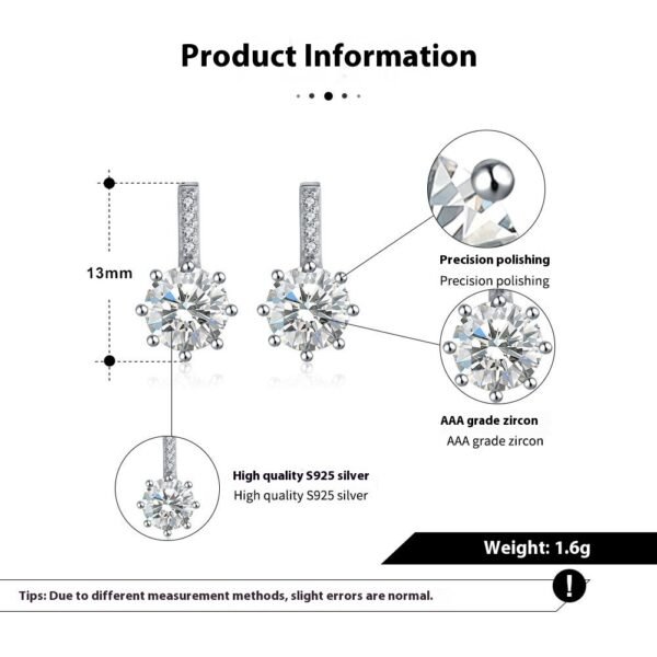 Elegant Lady S925 Sterling Silver Stud Earrings - Image 3