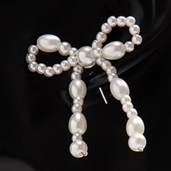 Bow - Shaped Pearl Earrings - Image 6
