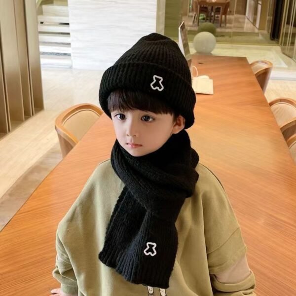 Kids' Polyester Knitted Hat & Scarf Set - Image 4
