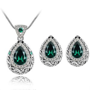 Austria Crystal Water Droplet Necklace Set