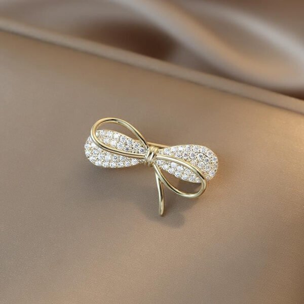 Zircon - Encrusted Bowknot Brooch - Image 3