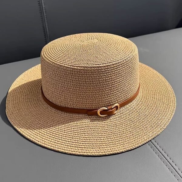 Flat Straw Hat - Summer Seaside UV Protection - Image 7