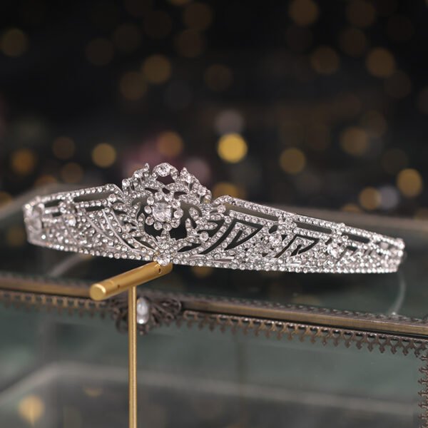 Handmade Rhinestone Wedding Crown Headband - Image 3