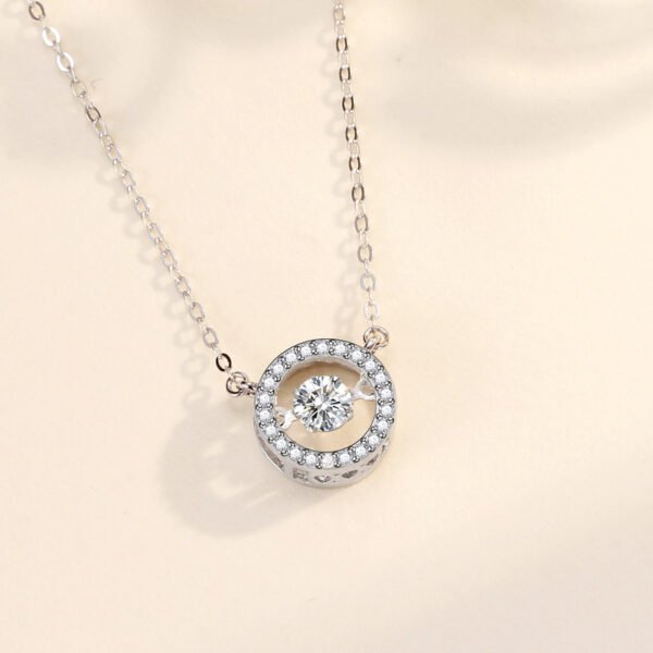 Floating Zircon Circle Silver Necklace - Image 2