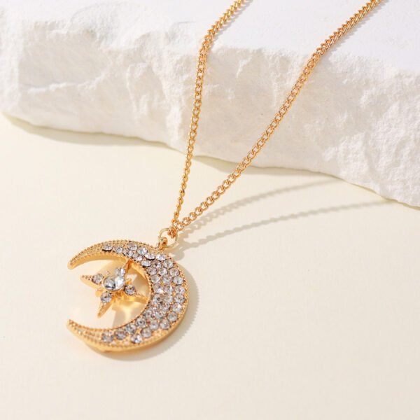 Elegant Moon & Star Zircon Necklace - Image 5