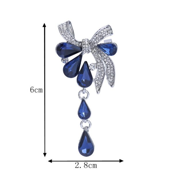 Elegant Royal Blue Bowknot Crystal Brooch - Image 3