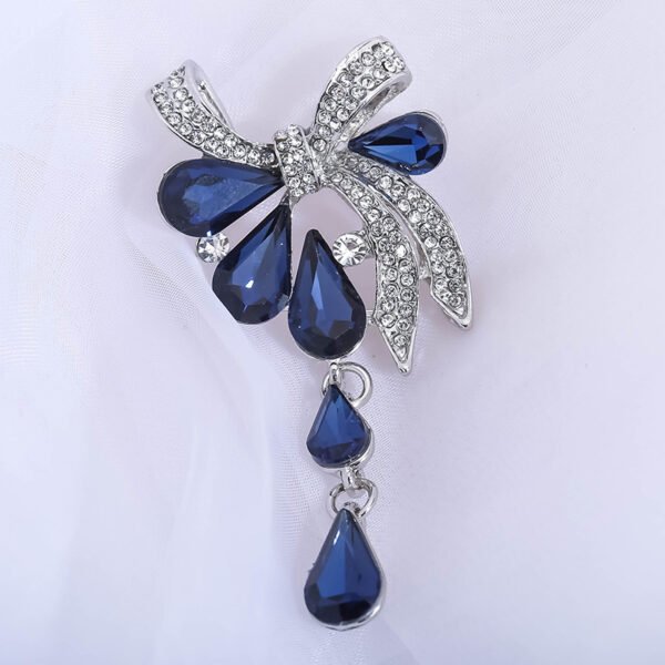 Elegant Royal Blue Bowknot Crystal Brooch - Image 6