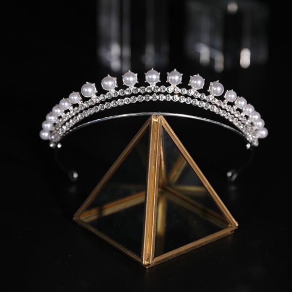 Pearl & Rhinestone Crown Hair Accessory - Image 2