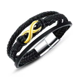 Titanium Steel Infinity Leather Bracelet