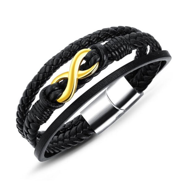 Titanium Steel Infinity Leather Bracelet