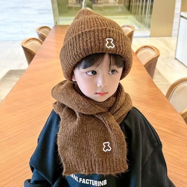 Kids' Polyester Knitted Hat & Scarf Set - Image 8