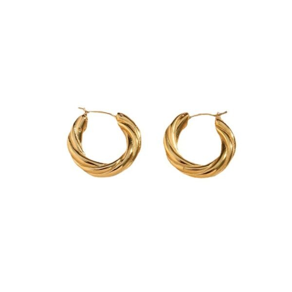 Gold - Plated Geometric Hoop Earrings - Image 5