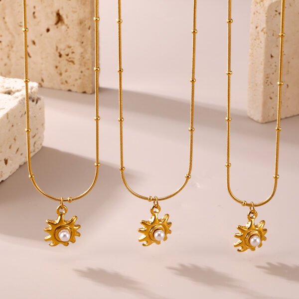 Sunflower Pearls Clavicle Necklace - Image 2
