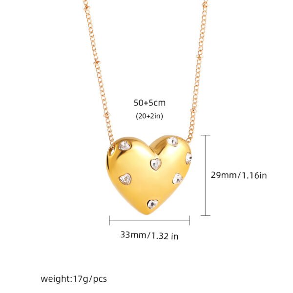 Retro Heart - Shaped Zircon Necklace - Image 6