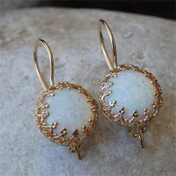 Gold - Toned Geometric Opal Earrings - Image 2