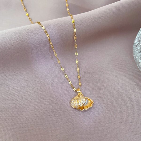 Titanium Steel Shell - Shaped Pearl Necklace - Image 4