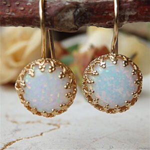 Gold - Toned Geometric Opal Earrings