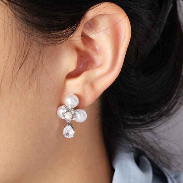 Pearl Stamen Zircon Water Drop Earrings - Image 2