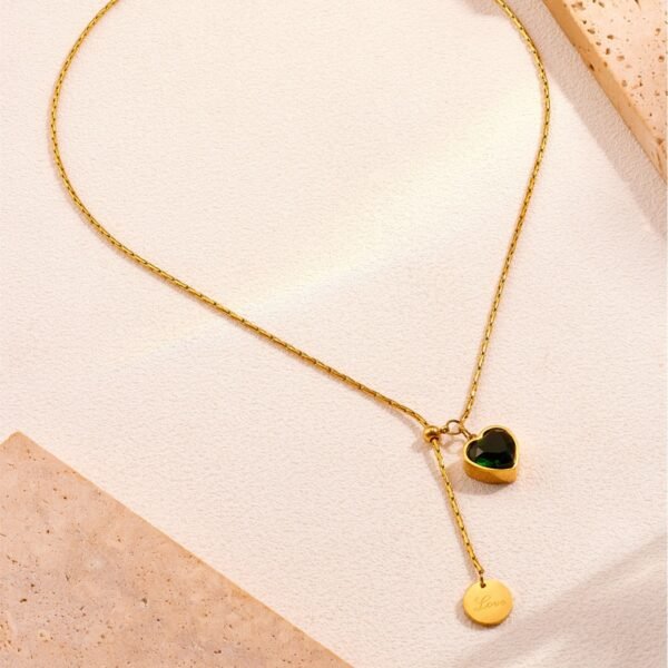 Emerald Love Titanium Steel Necklace - Image 3