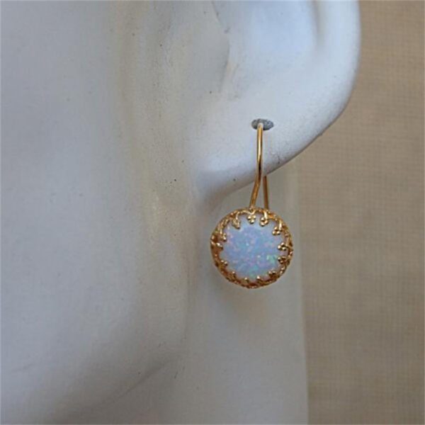 Gold - Toned Geometric Opal Earrings - Image 3