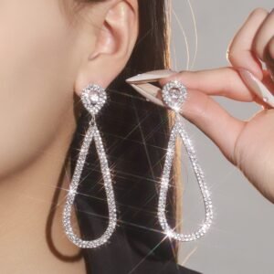 Rhinestone Geometric Teardrop Earrings