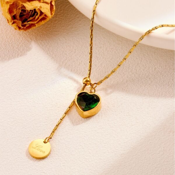 Emerald Love Titanium Steel Necklace - Image 2