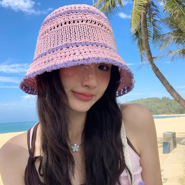 Sweet Woven Straw Bucket Hat - Image 9