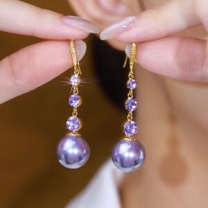 Purple Pearl Tassel Ear Hooks