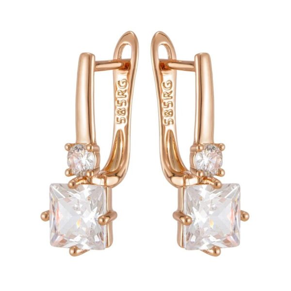 Square Zircon Drop - Shaped Earrings - Image 2