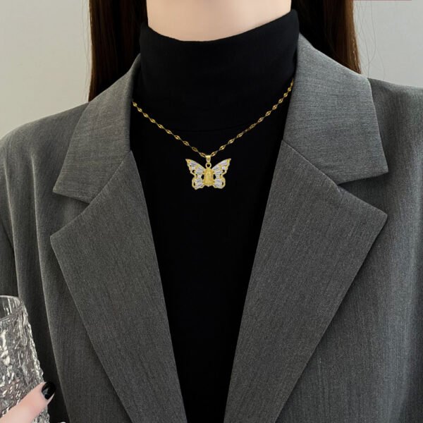 Titanium Steel Butterfly Zircon Necklace - Image 2