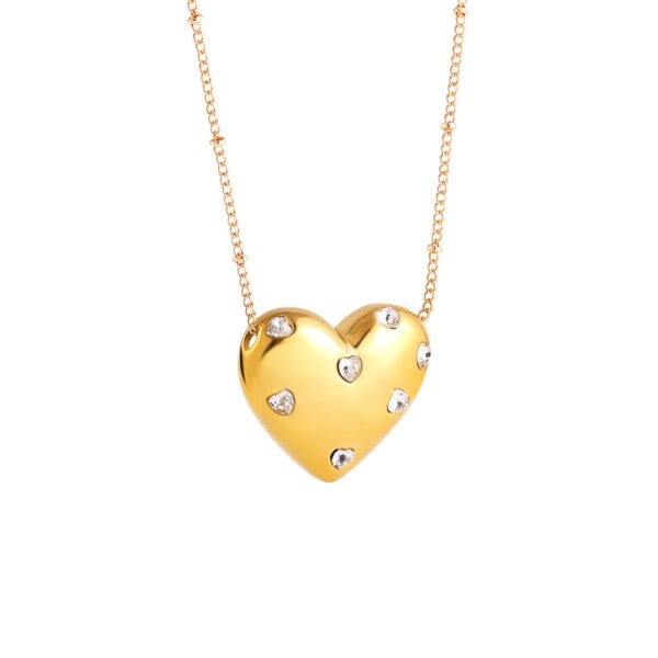 Retro Heart - Shaped Zircon Necklace - Image 4