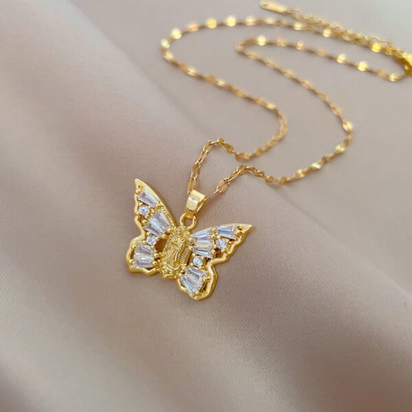 Titanium Steel Butterfly Zircon Necklace - Image 3