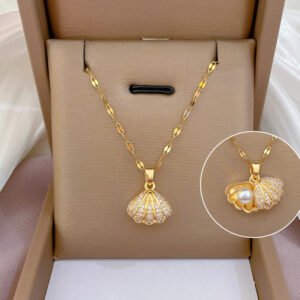 Titanium Steel Shell - Shaped Pearl Necklace