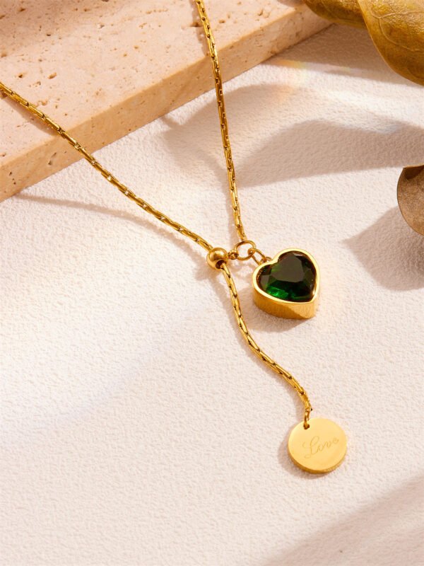 Emerald Love Titanium Steel Necklace - Image 6