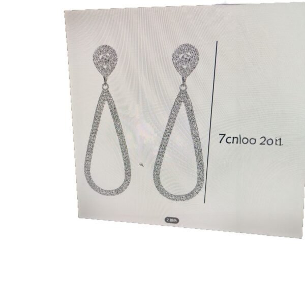Rhinestone Geometric Teardrop Earrings - Image 4