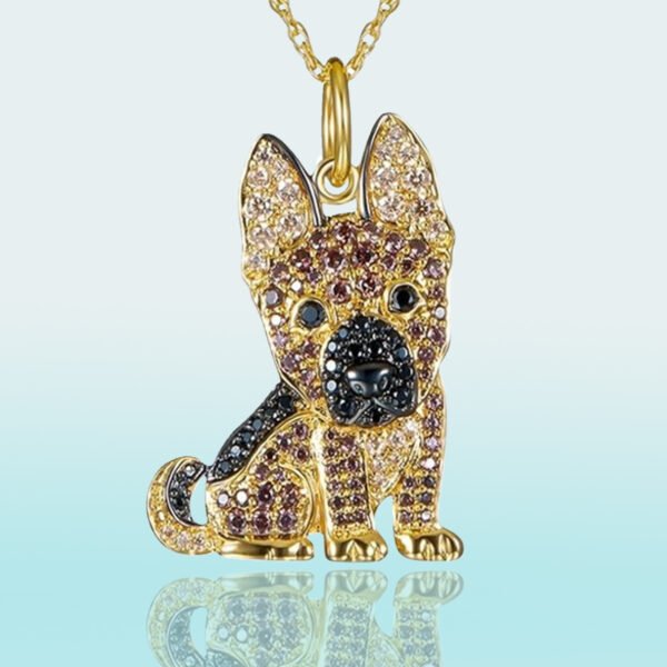 Dog - Shaped Rhinestone Unisex Necklace - Image 2