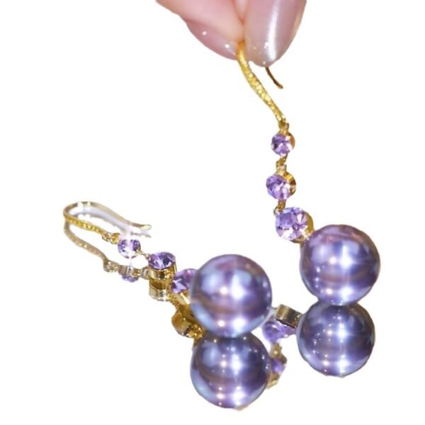 Purple Pearl Tassel Ear Hooks - Image 5