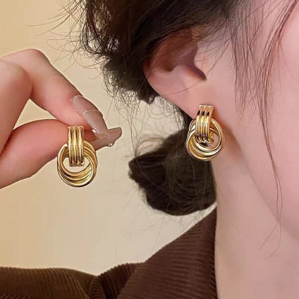 Geometric Twist Stud Earrings - Image 4